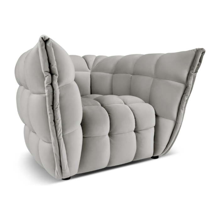 Fauteuil "Cedric" en velours gris clair