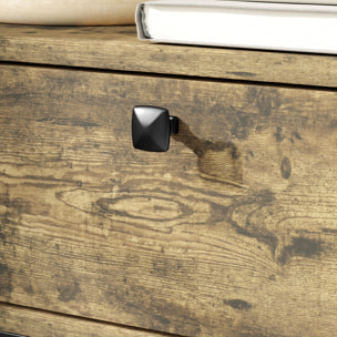 Mesa Auxiliar con Estación de Carga Mesita Auxiliar Industrial con Cajón y Estantes Abiertos Mesa Auxiliar para Salón Dormitorio Marrón Rústico