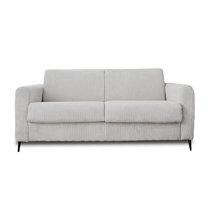 Owen - canapé lit 3 places convertible express couchage quotidien 140 cm matelas 12 cm en velours côtelé - Gris clair