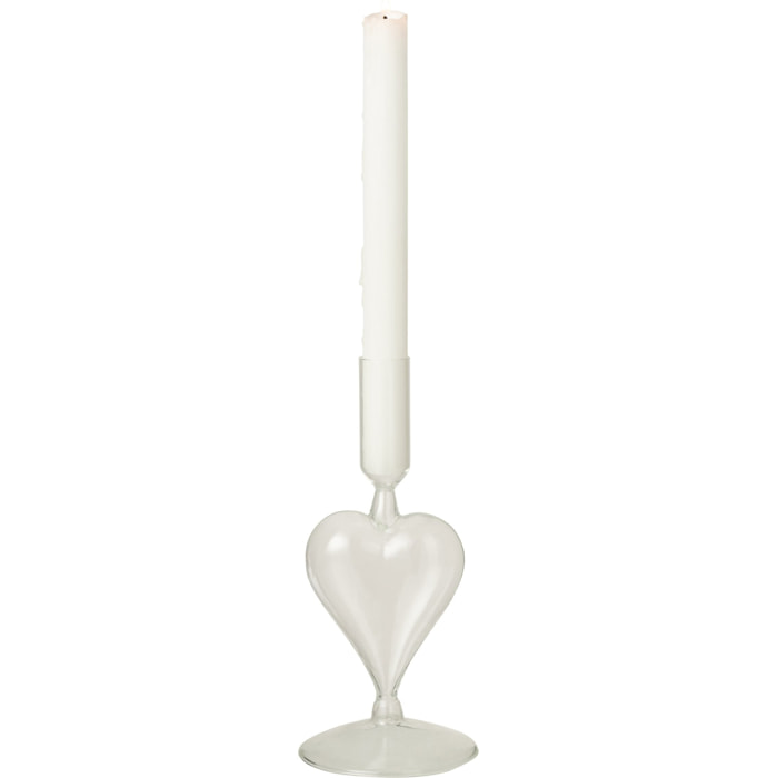 J-Line bougeoir Cœur - verre - transparent