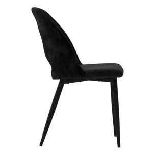 Lot de 2 chaises noires en velours et pieds en métal - Pénélope