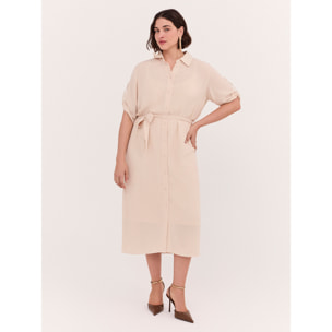 Fiorella Rubino - Vestito chemisier Power in viscosa - Beige