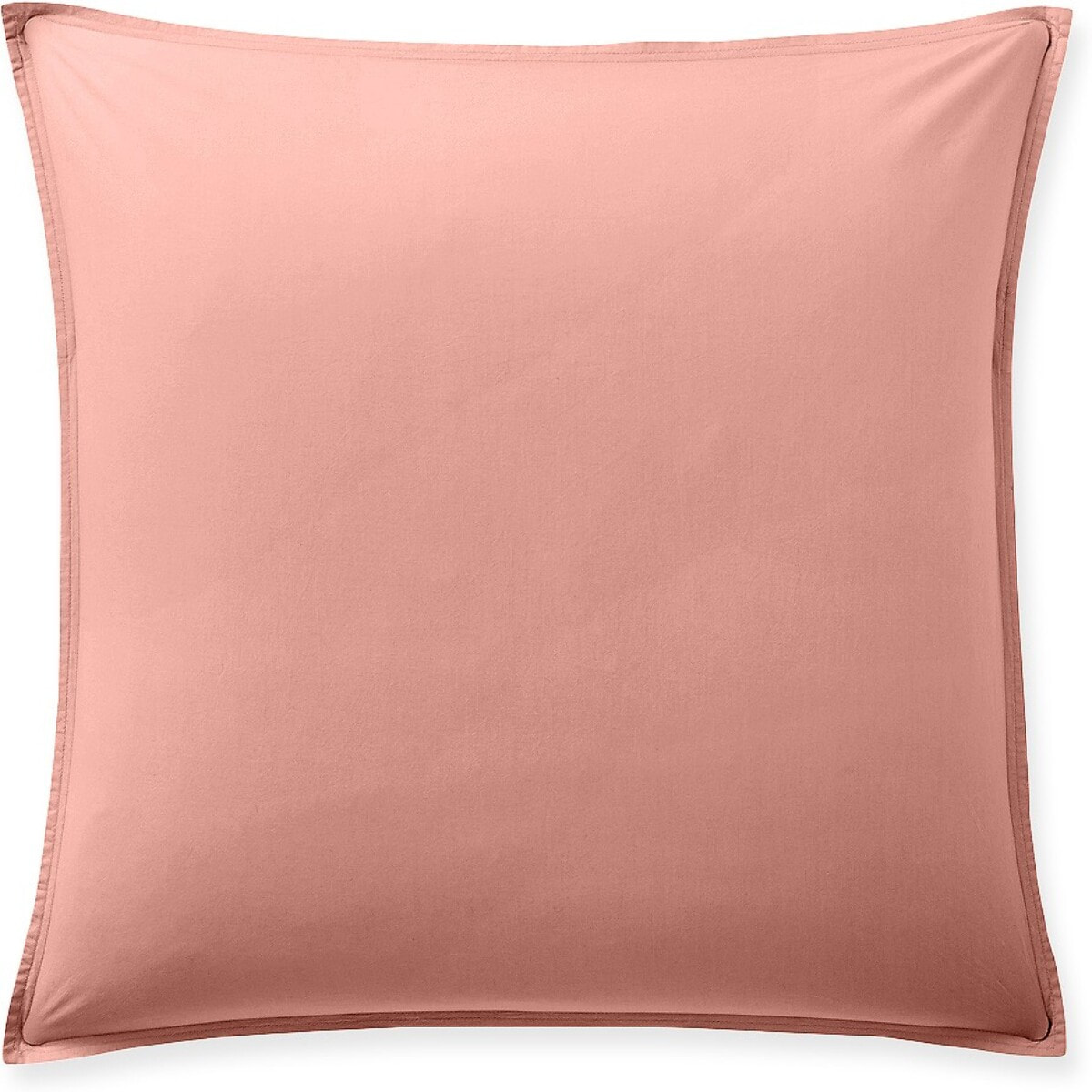 Paire de Taies D'oreiller Avec Volant 100% Percale De Coton Lavé Rose Poudré