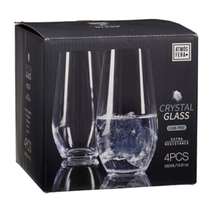 Juego de 4 vasos de cristal transparente de 580ml
