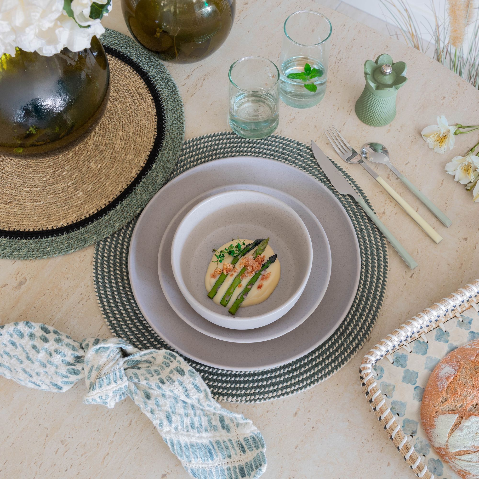 Lot de 6 assiettes creuses gris en grès 15cm ARITA