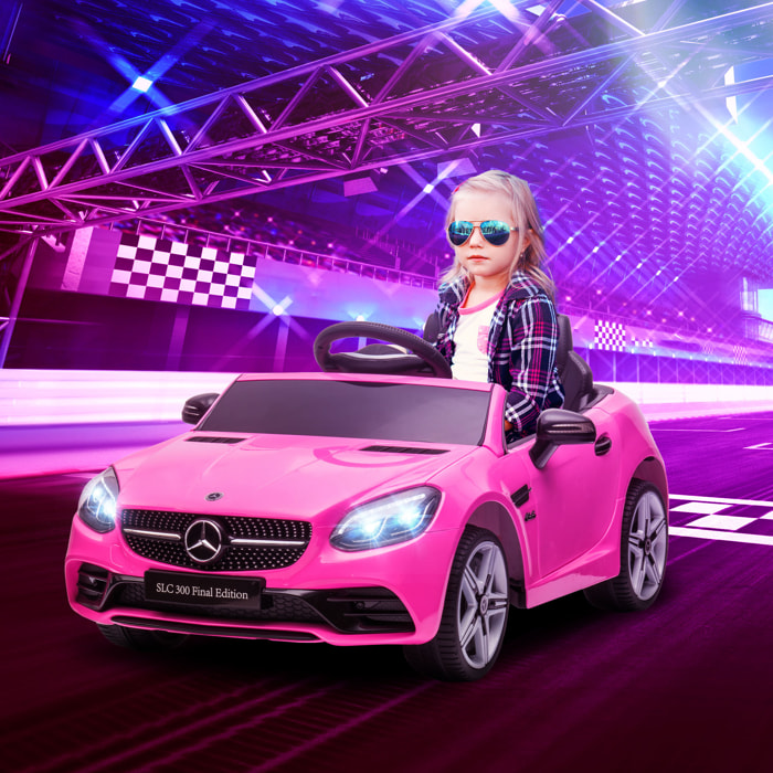 Voiture véhicule électrique enfant 6 V 5 Km/h max. télécommande effets sonores + lumineux Mercedes SLC 300 rose