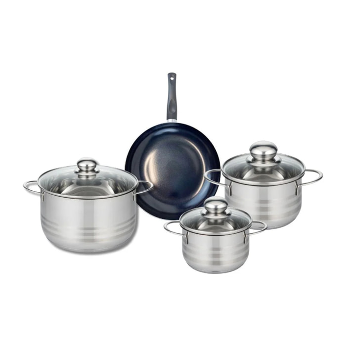 Ensemble de 1 Poêle de cuisson 20 cm et 3 faitouts 14, 16 et 20 cm Elo Prima Brillant