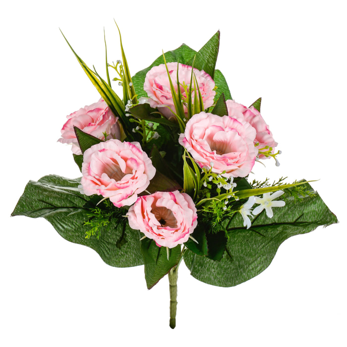 Bouquet Di Lisiantus. Altezza 32 Cm - Pezzi 4 - 24X32X24cm - Colore: Rosa - Bianchi Dino - Fiori Artificiali