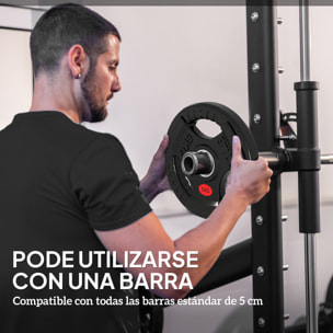 Discos Pesas Olímpicos, Agujero Ø50 mm, 2 Discos de Pesas 5 kg con Anillo Interior de Acero y Triple Agarre, para Mancuernas y Barras, Entrenamiento Fitness en Casa, Gimnasio, Negro