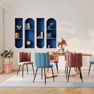 Lot de 2 chaises en velours bleu et pieds en métal noir - Rosy