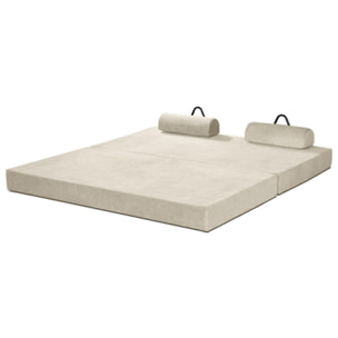 Astral - Canapé 3 places convertible en velours texturé - Beige