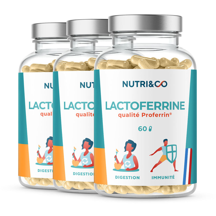 Lactoferrine Brevetée Proferrin® - Système Immunitaire - 60 gélules Vegan - Lot de 3