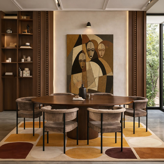 Lot de 2 fauteuils en métal noir et tissu marron café COLETTE