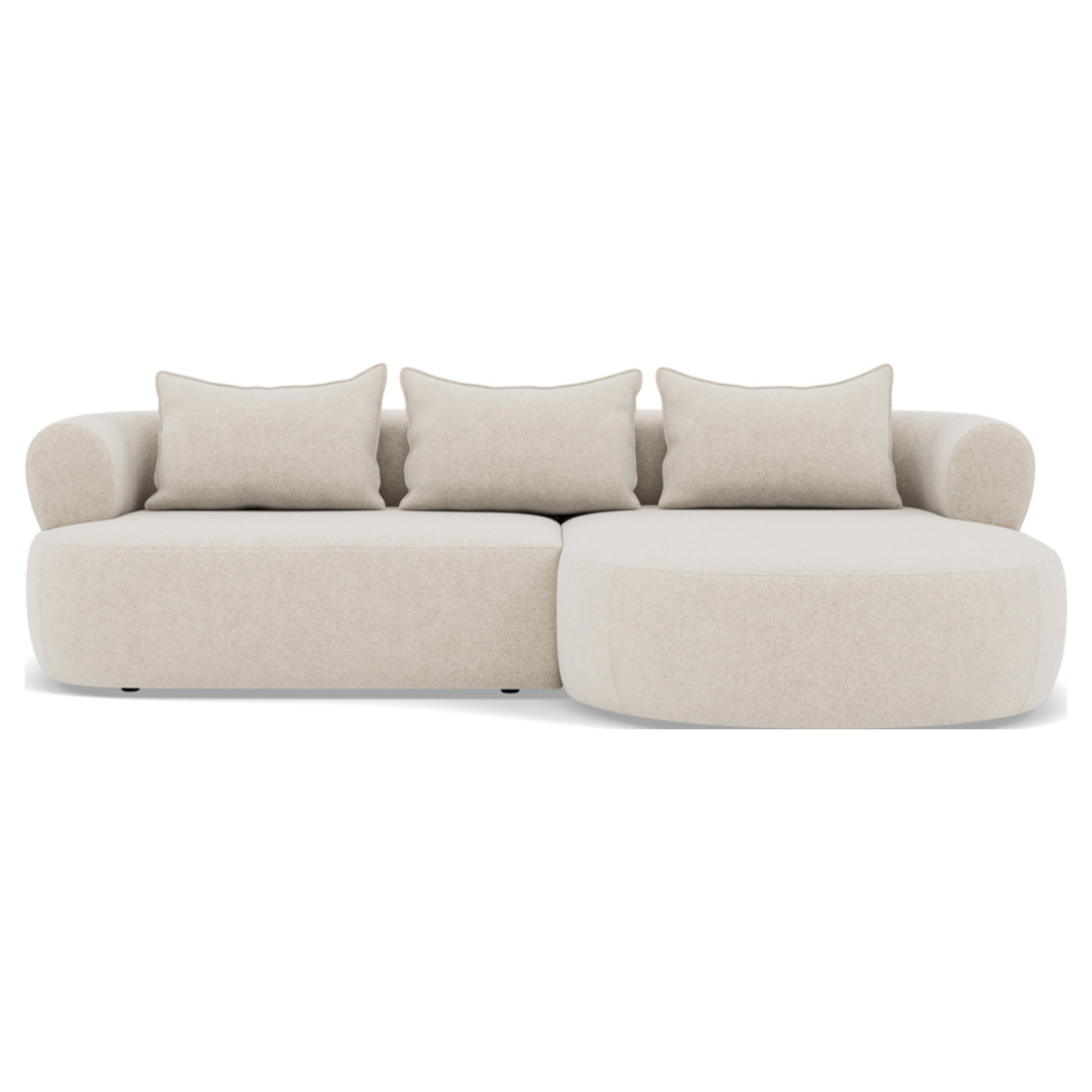 Angela - canapé d'angle droit 4 places en velours texturé - Beige