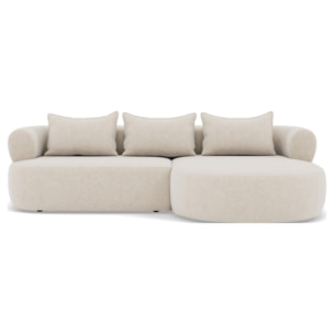 Angela - canapé d'angle droit 4 places en velours texturé - Beige