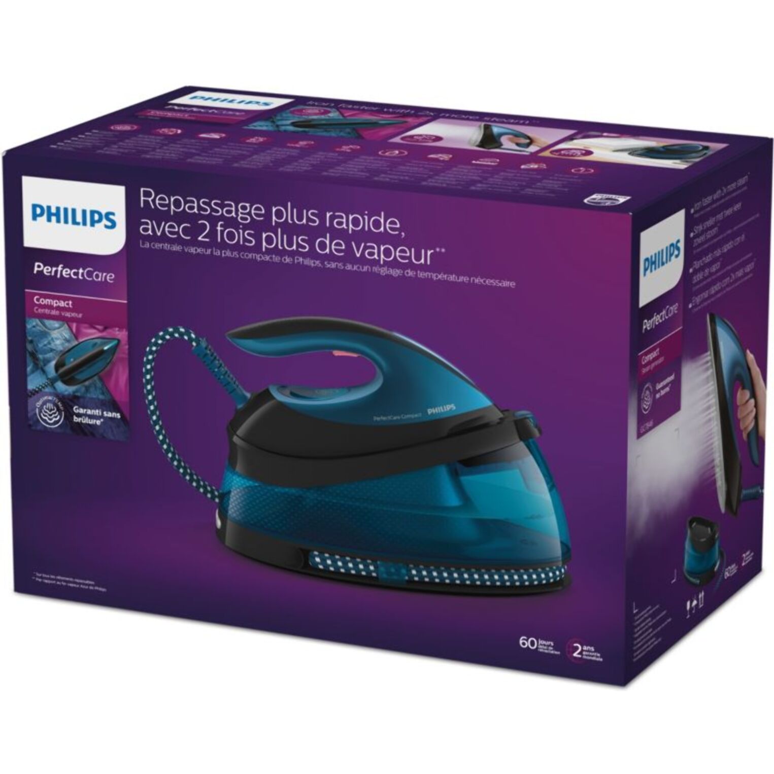 Centrale vapeur PHILIPS GC7846/80 bleu 1,5L