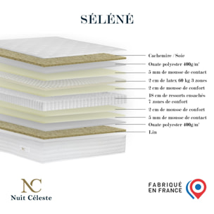 Matelas latex et ressorts ensachés - SELENE - confort optimal