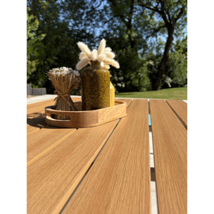 TONGA - Table de jardin 4 places en alu plateau polywood  aspect bois