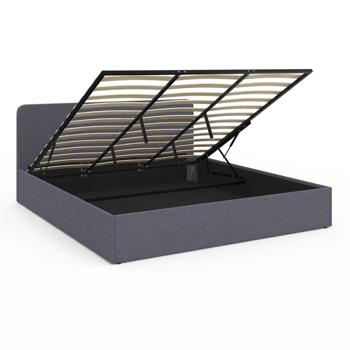 Lit coffre Louise 180x200cm tissu gris