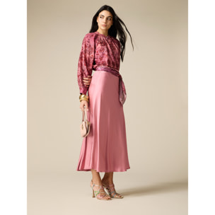 Oltre - Gonna in raso di viscosa - Rosa