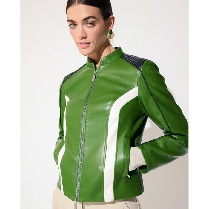 Giacca da motociclista tricolore in similpelle