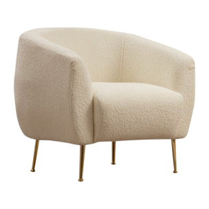 LUCILE - Fauteuil bouclettes rond crème