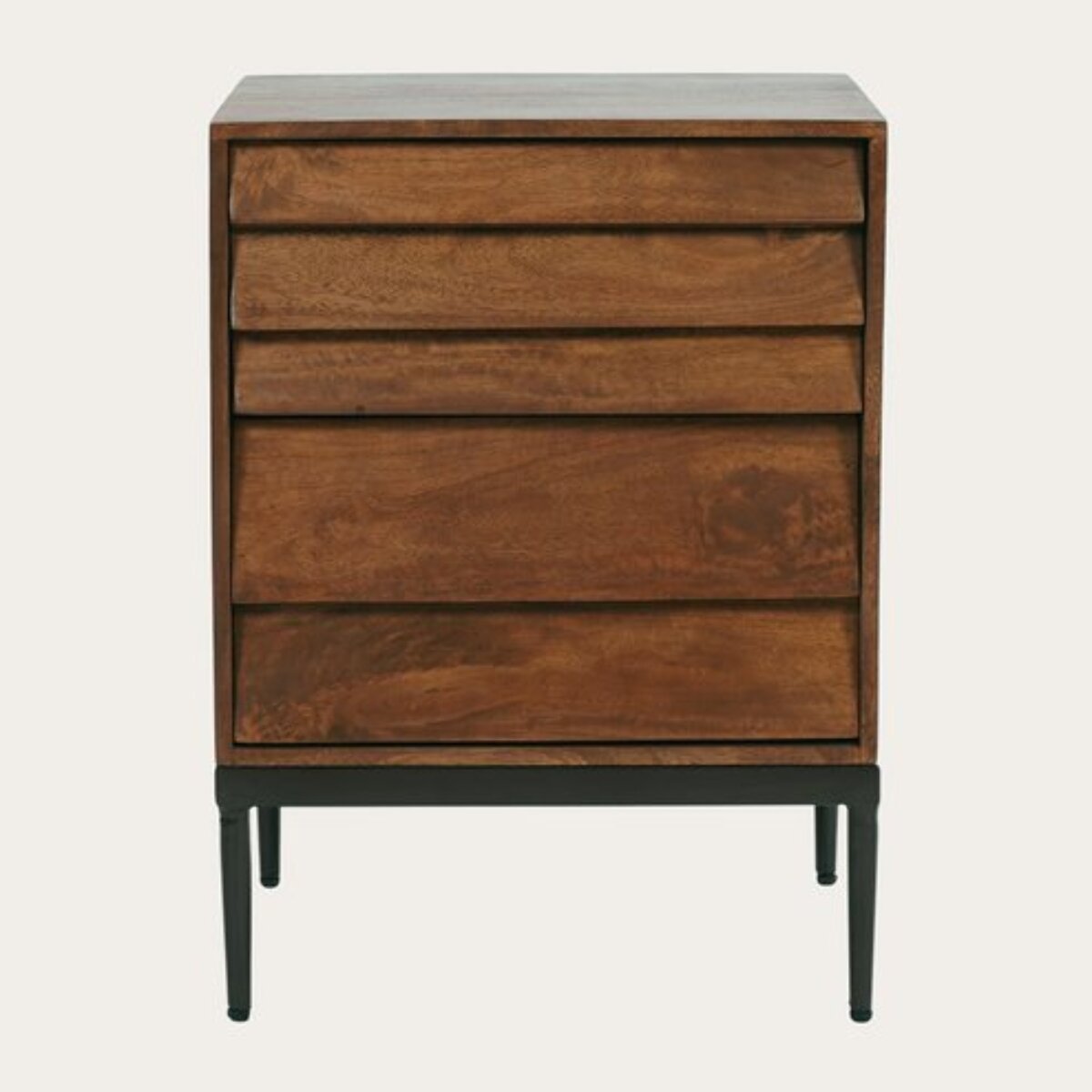 Table de chevet Nora -bois massif de mangue-couleur noyer 40 x 54 x 38 cm