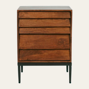 Table de chevet Nora -bois massif de mangue-couleur noyer 40 x 54 x 38 cm