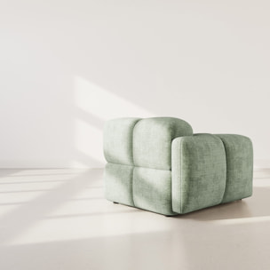 Grace - module d'assise gauche en velours texturé - Vert sauge