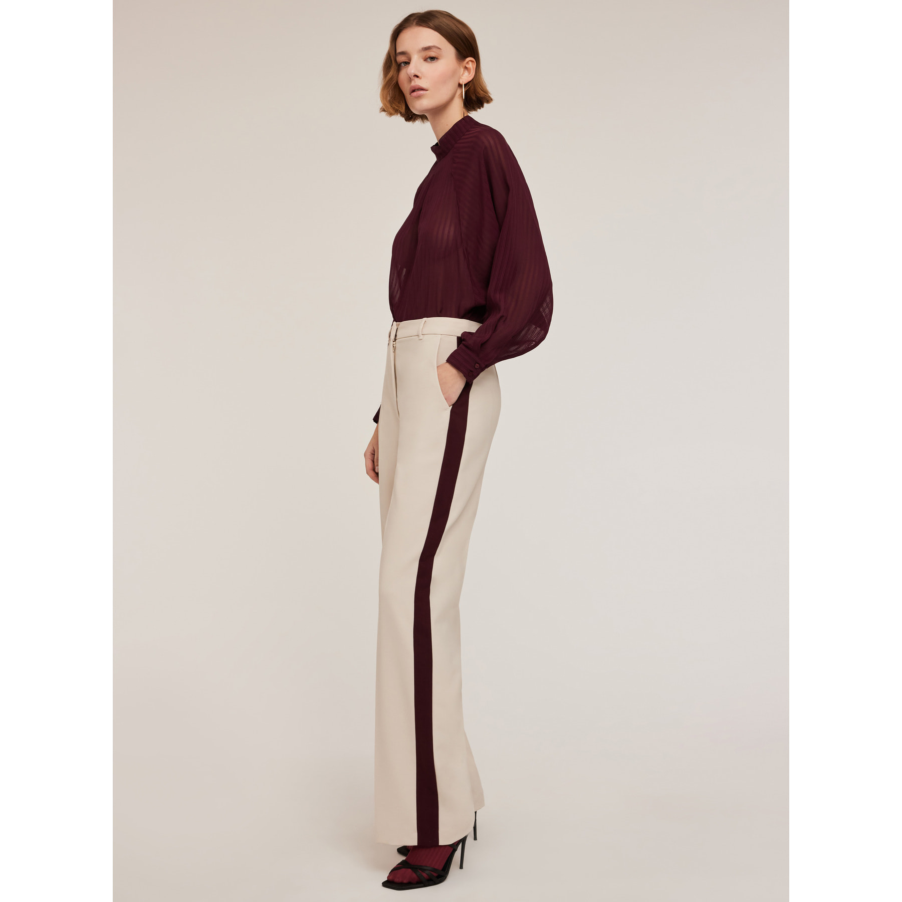 Motivi - Pantaloni palazzo con banda laterale - Beige