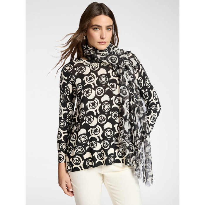 Elena Mirò - Fular en modal estampado - Negro