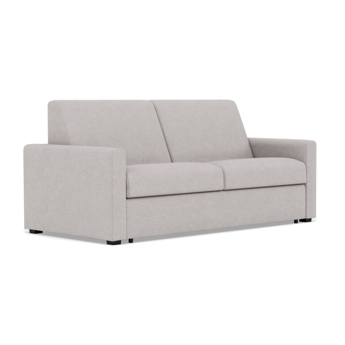 Julia - canapé 3 places convertible couchage quotidien matelas 18 cm en tissu - Gris clair