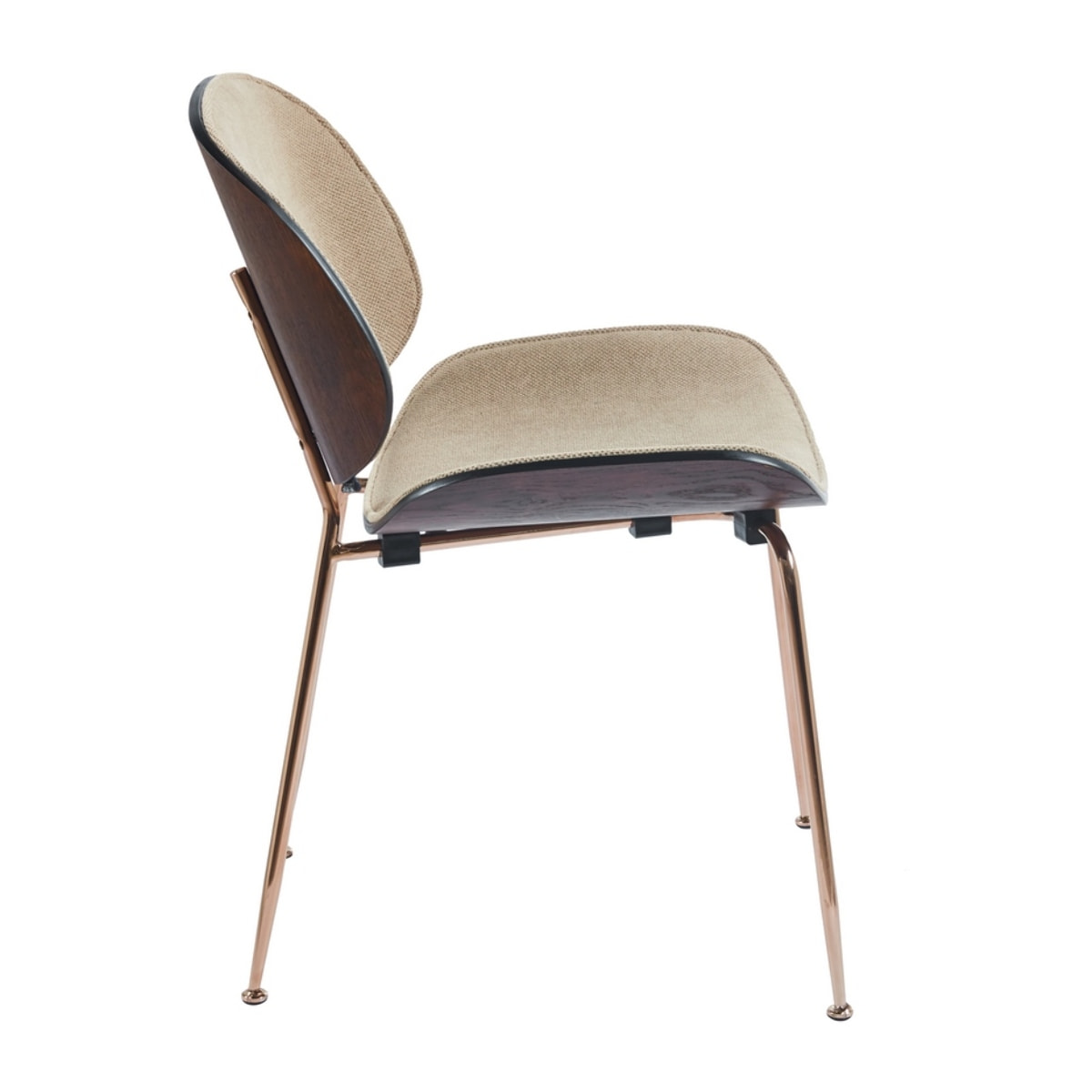 Set da 4 sedie khaki con struttura color oro rosa - Elizabeth