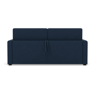 Julia - canapé 3 places convertible couchage quotidien matelas 14 cm en tissu - Bleu marine