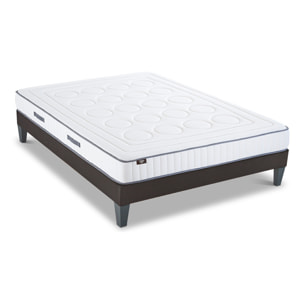 Ensemble Matelas Cristal & Sommier Kit15, 18 cm, Mémoire de Forme, Technologie Tri-Lattes, Soutien Ferme