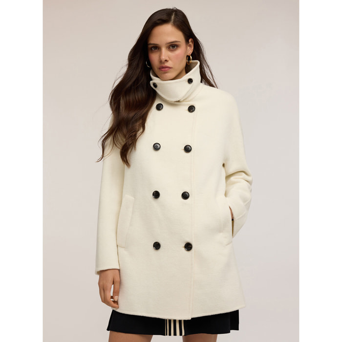 Motivi - Abrigo kimono de paño de lana mixto - Blanco