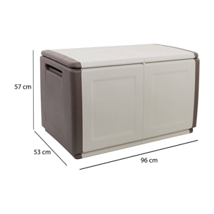 Baule Andra, Cassapanca multiuso, Baule contenitore, Box portaoggetti, 100% Made in Italy, 96x53h57 cm, Beige e Marrone