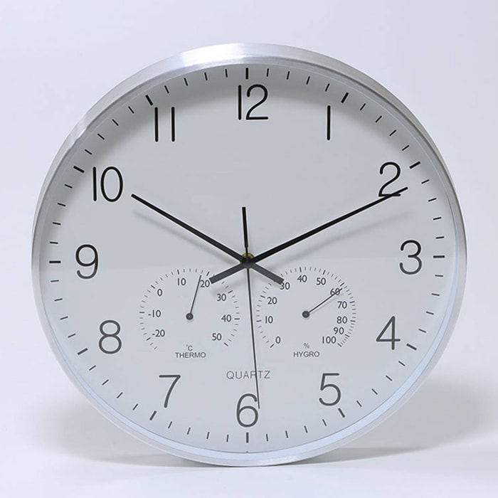 Well home reloj de pared de diseño moderno con termómetro e higrómetro ø38cm