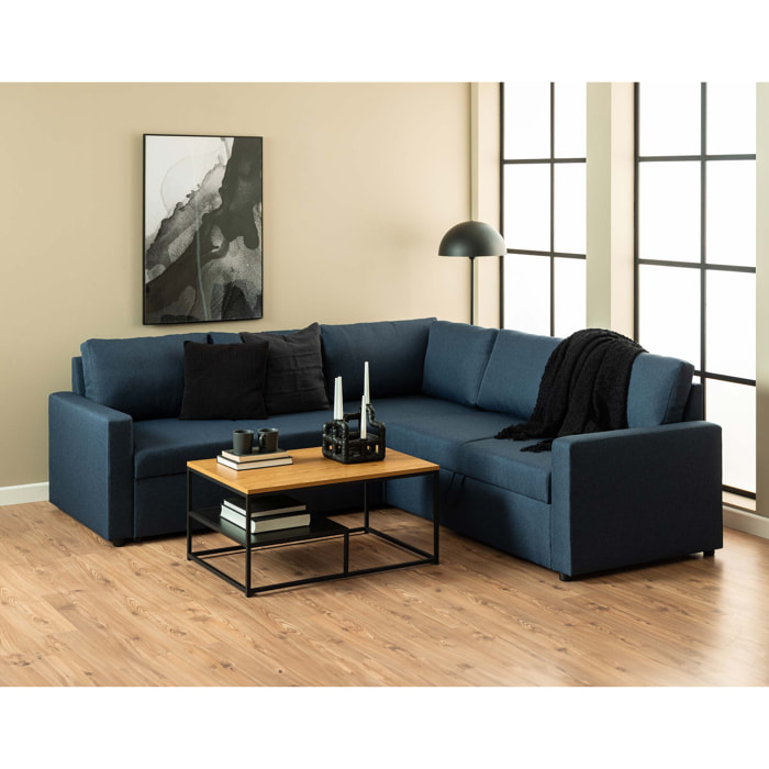 Salida - table basse - effet bois et métal noir - 90 cm - Bois / Noir