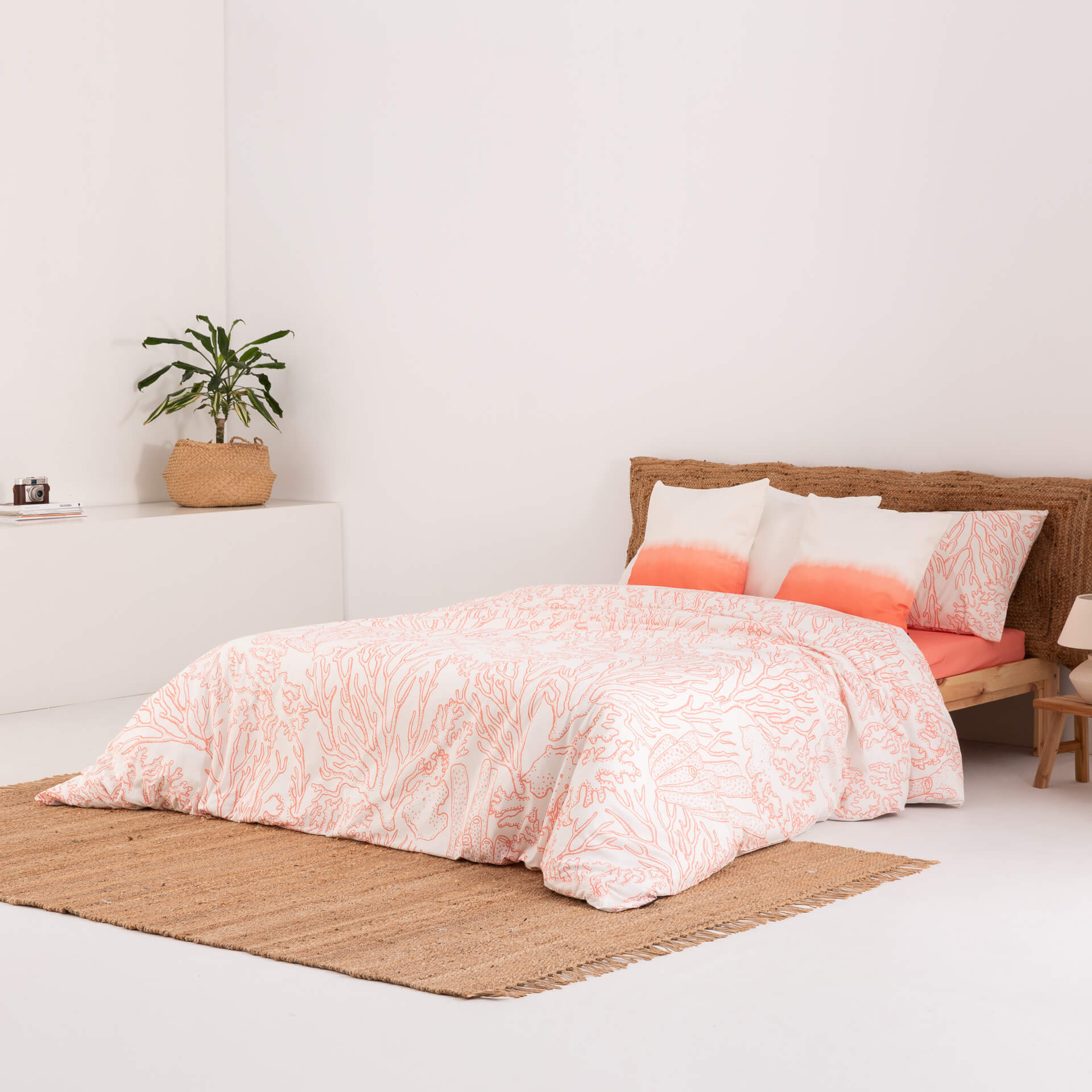 Housse de couette en 100% coton 157 fils Begur Corail