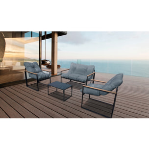 Salon de jardin "Jules" - 4 places - Gris/Noir