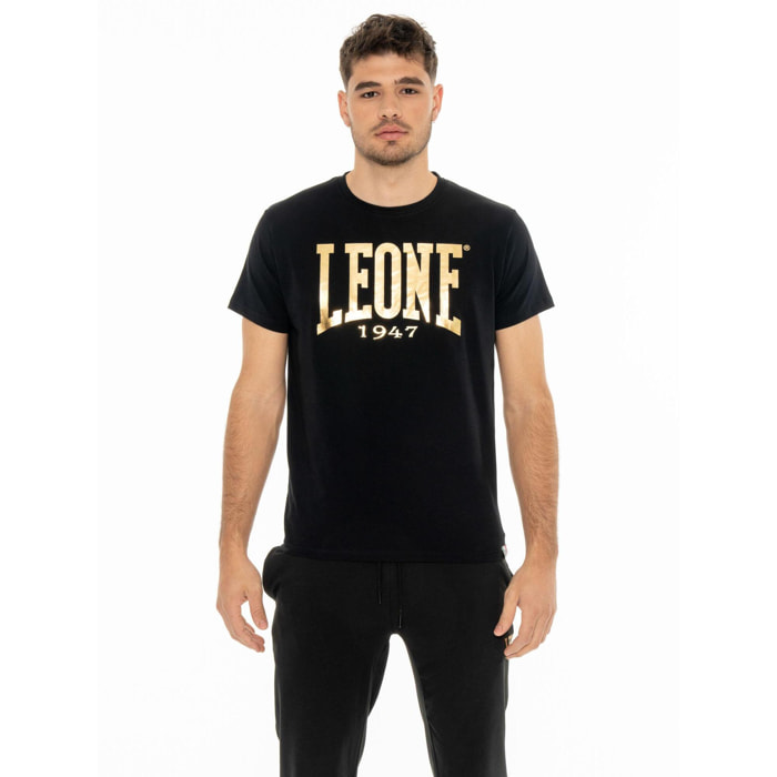 T-shirt in cotone elasticizzato a manica corta con logo grande Leone Basic