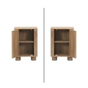 Lot de 2 tables de chevet effet bois de manguier 1 porte réversible Pondi