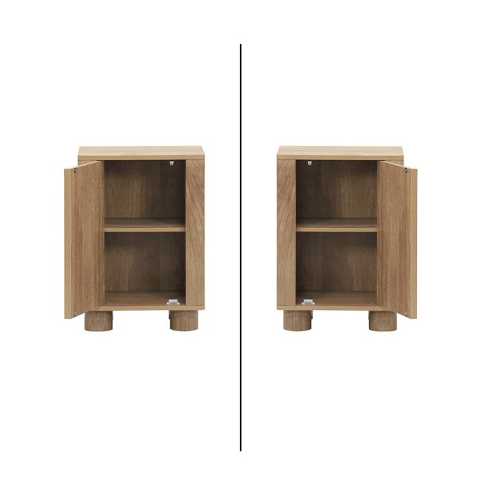 Lot de 2 tables de chevet effet bois de manguier 1 porte réversible Pondi