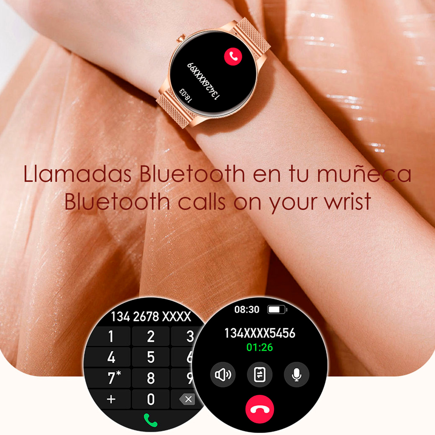 Smartwatch QS80 con chiamate BT, notifiche push. Monitor sportivo e della salute.