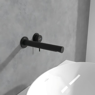 Mitigeur lavabo mural Villeroy et Boch Loop & Friends sans vidage Matt Black + Corps encastrable