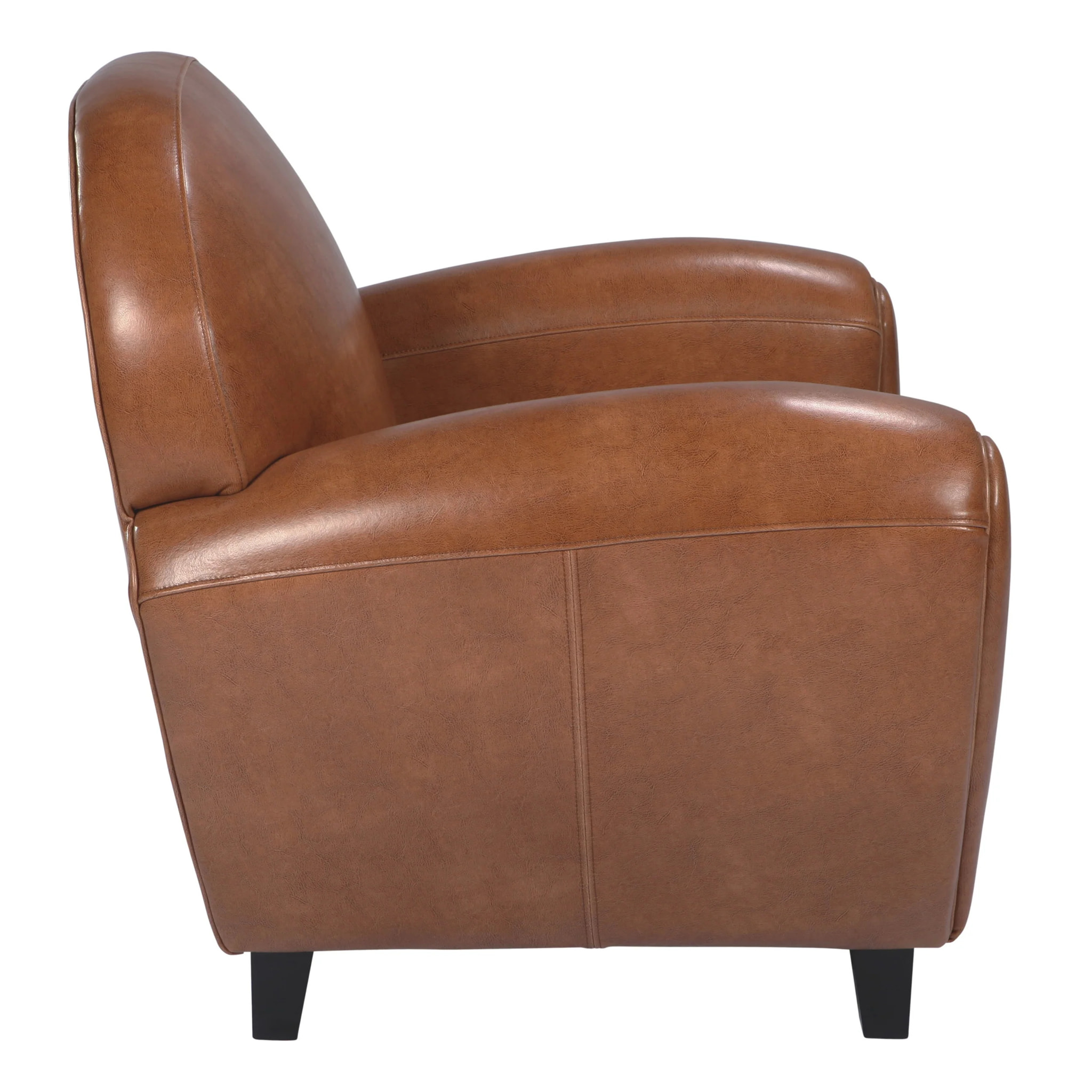 Fauteuil camel en croute de cuir enduite - Club