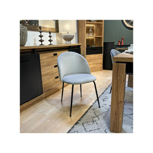 Chaise de repas tissu velours dossier capitonné pieds métal – CLEA 2