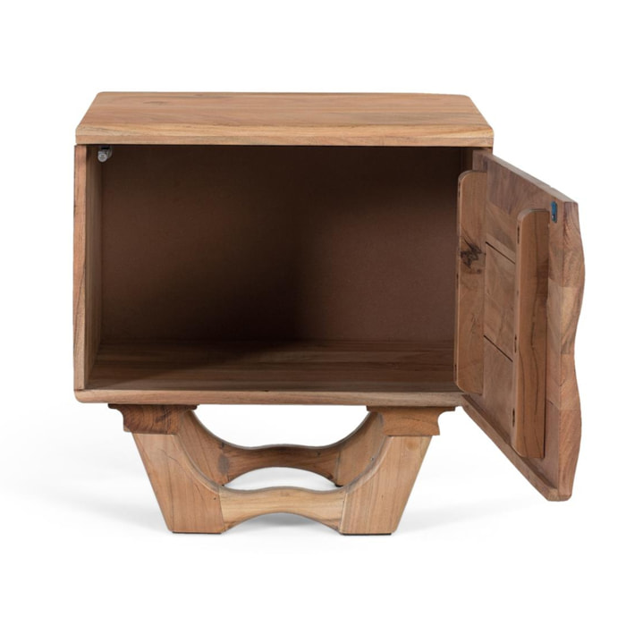 Mesitas de Noche de Madera de Acacia 50 Cm Estilo Rústico Moderno