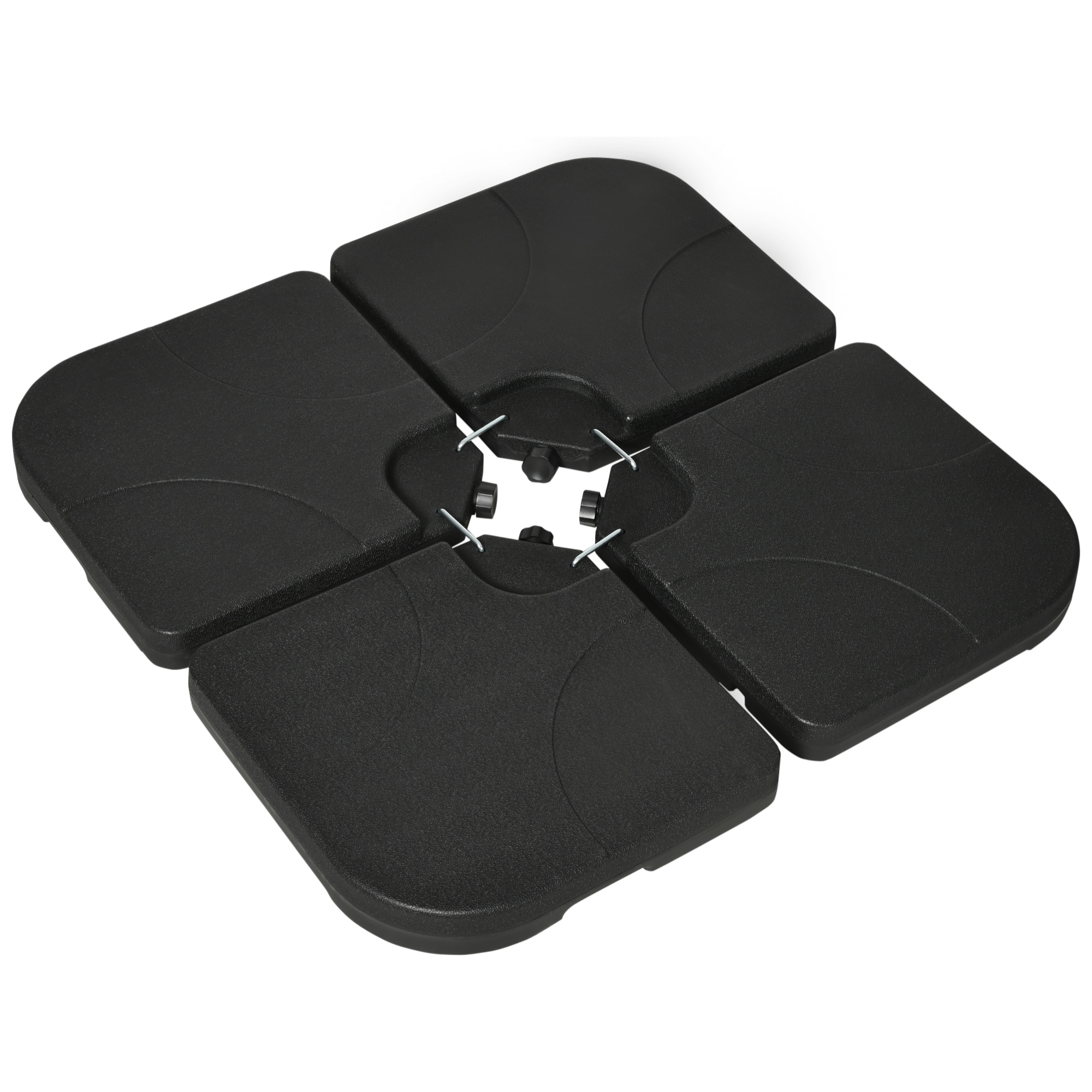 Peso para Base de Sombrilla de 4 Piezas Base para Sombrilla Excéntrica Cuadrado Rellenable de Agua 15 Litro Arena 19,5 kg para Base Cruzada Negro
